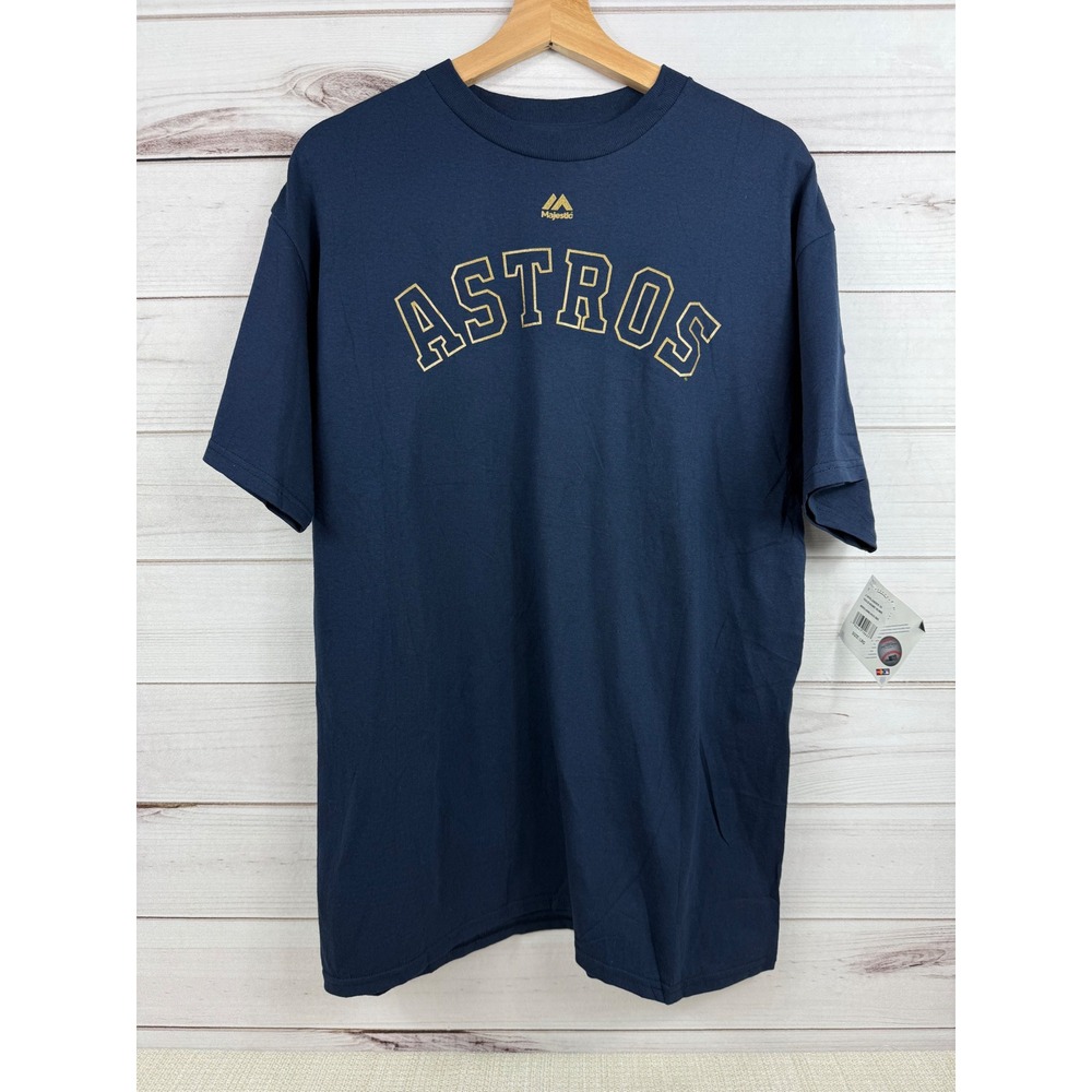 Majestic Houston Astros Verlander 35 Navy‎ Gold MLB T-Shirt Large NWT